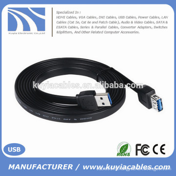 Factory Sell Super Speed ​​Flat USB 3.0 Câble mâle à femelle AM ​​/ AF 0.35M 0.5M 1M 1.5M Noir